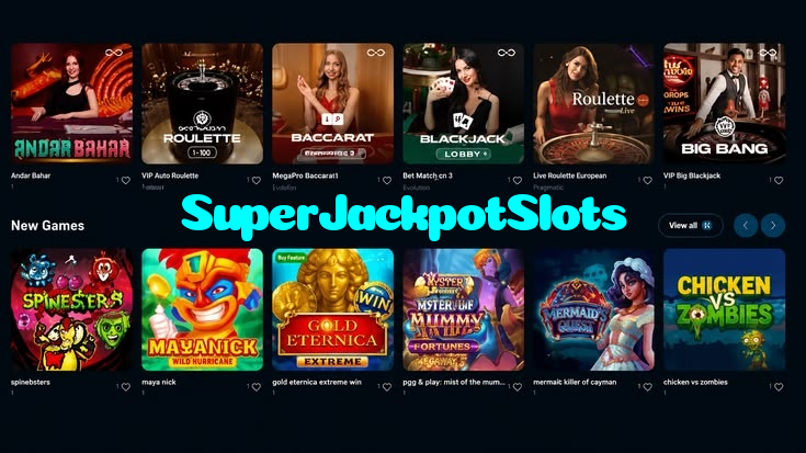 SuperJackpotSlots casino presented on mobile device in Pakistan with slots and live games